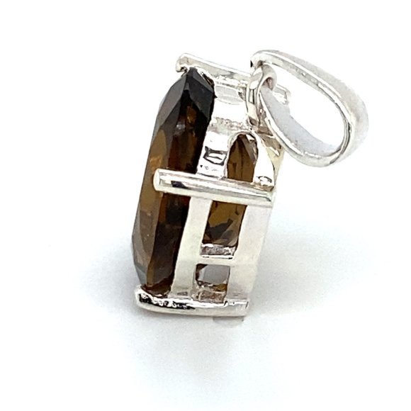 Smoky Quartz 7.60ct Platinum Finish Silver Pendant - Picture 5 of 6